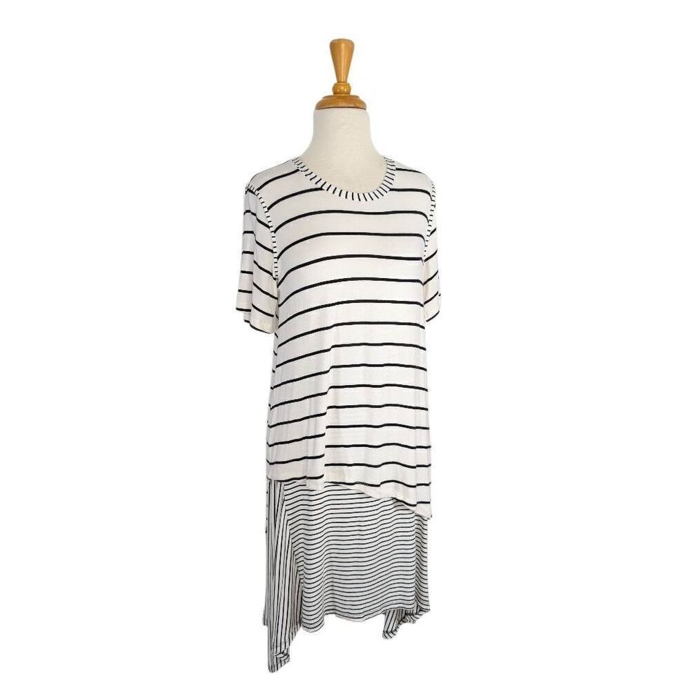Capote S Black White Striped Skirt Set  Art To Wear Deconstructed Career Coastal